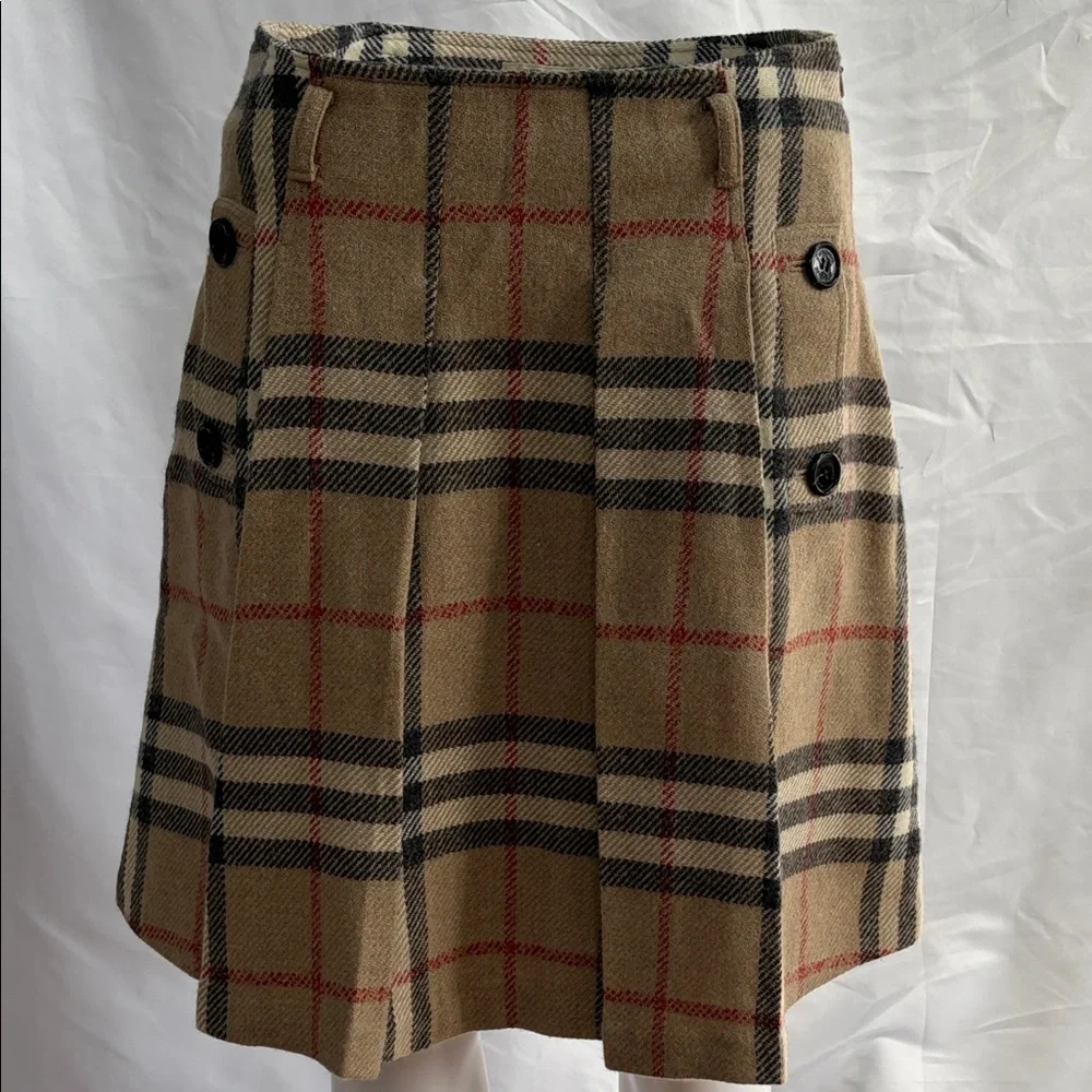 Burberry London Tan Plaid A-Line Skirt – Size US 6 - Picture 1 of 7